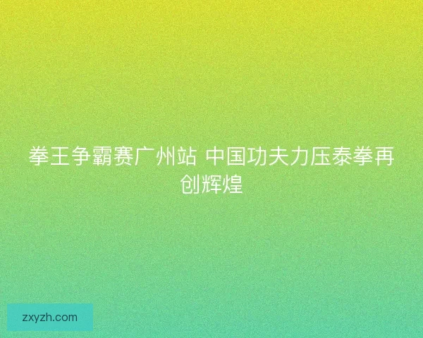 拳王争霸赛广州站 中国功夫力压泰拳再创辉煌